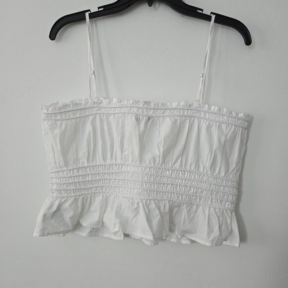 NWT Madewell Smocked Button-Front Top in Poplin - Picture 7 of 9